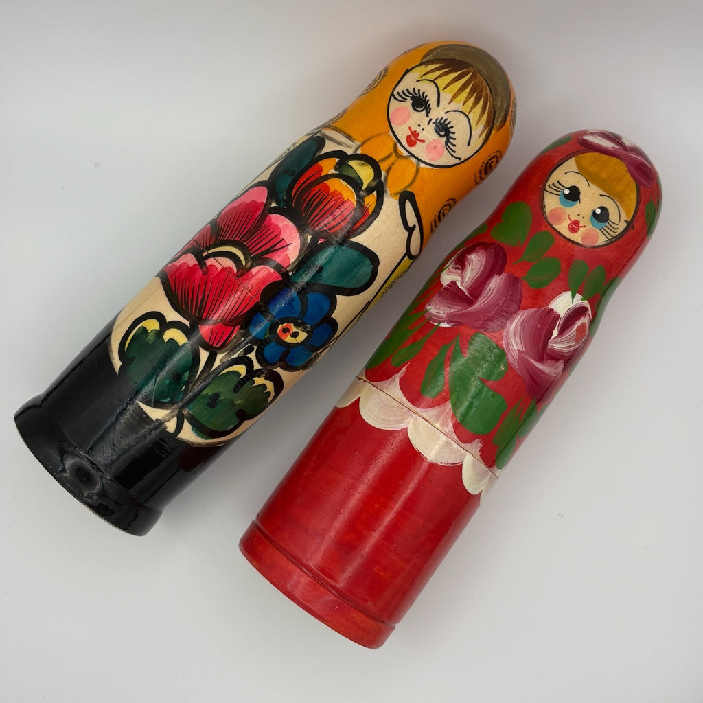 Vintage Hand-Painted Russian Matryoshka Nesting Dolls Set of 2