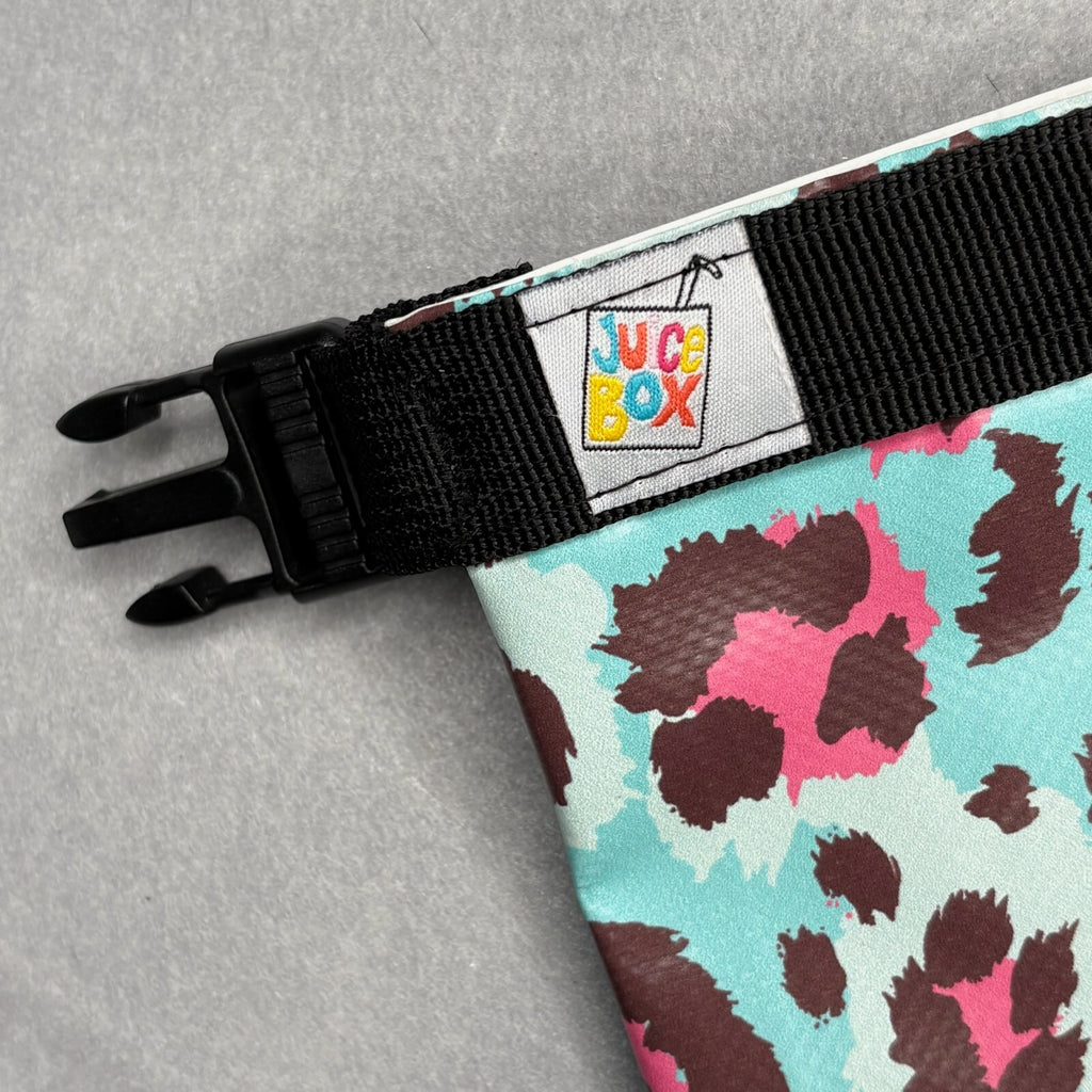 Juice Box Wild Child Pink and Turquoise Leopard Print Bag