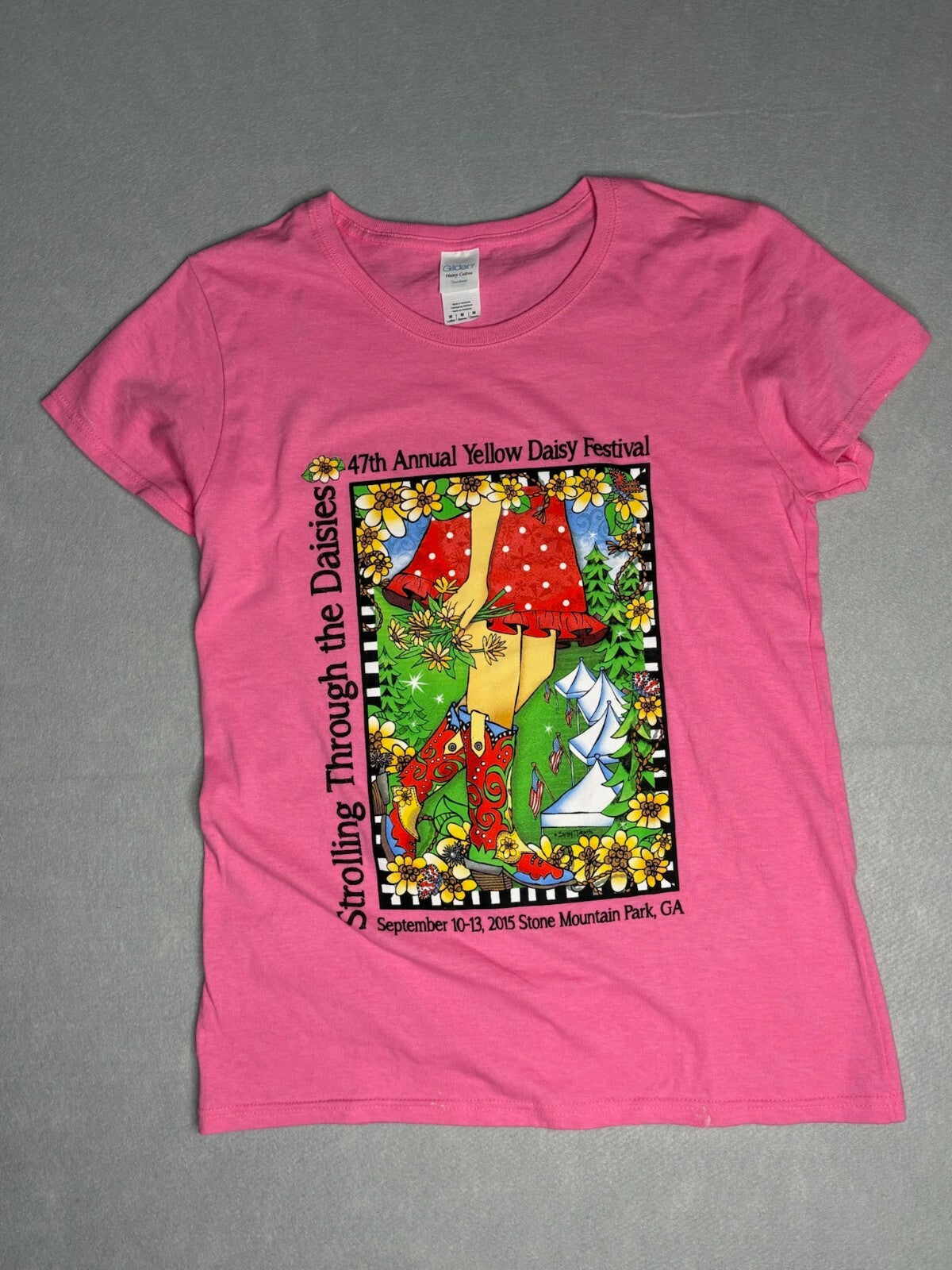 Pink Gildan Heavy Cotton T-Shirt - 47th Annual Yellow Daisy
