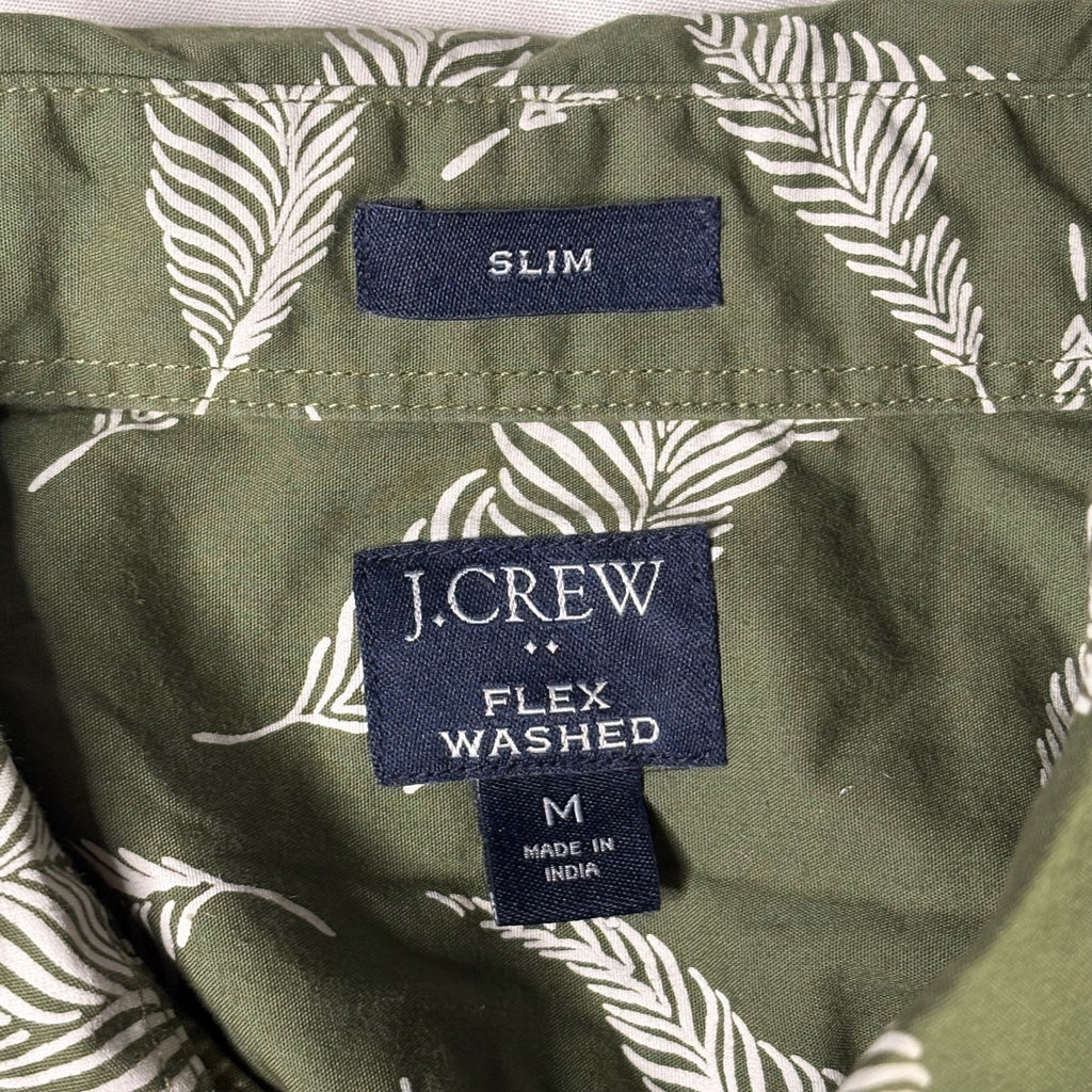 J.Crew Flex Washed Slim Fit Green Leaf Print Button-Up Shirt