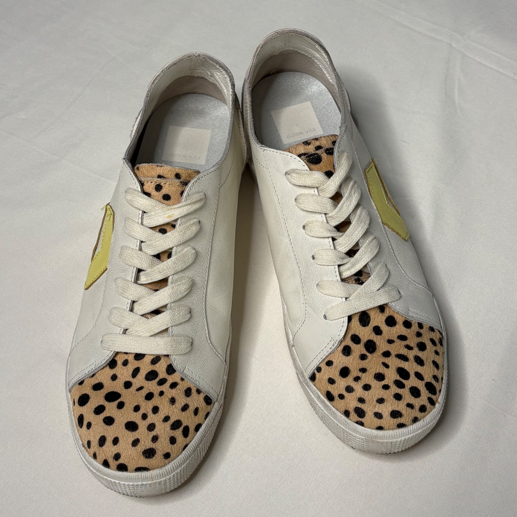 Dolce Vita Women's Size 8.5 White Leather Sneakers with Spol