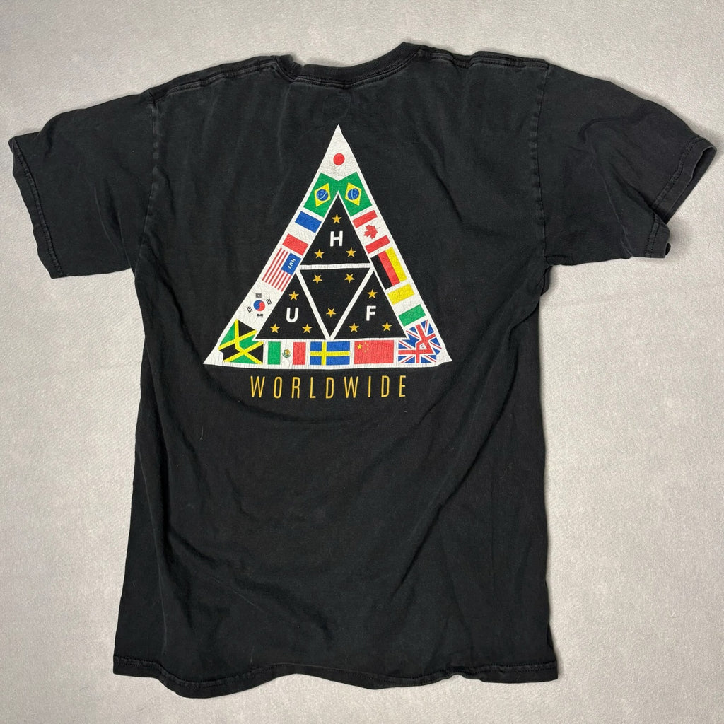 HUF Worldwide Black Graphic T-Shirt Size M