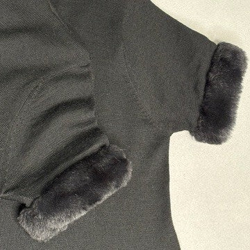 Guess Jeans Black Wool Blend Dress with Faux Fur Sleeve Cuff