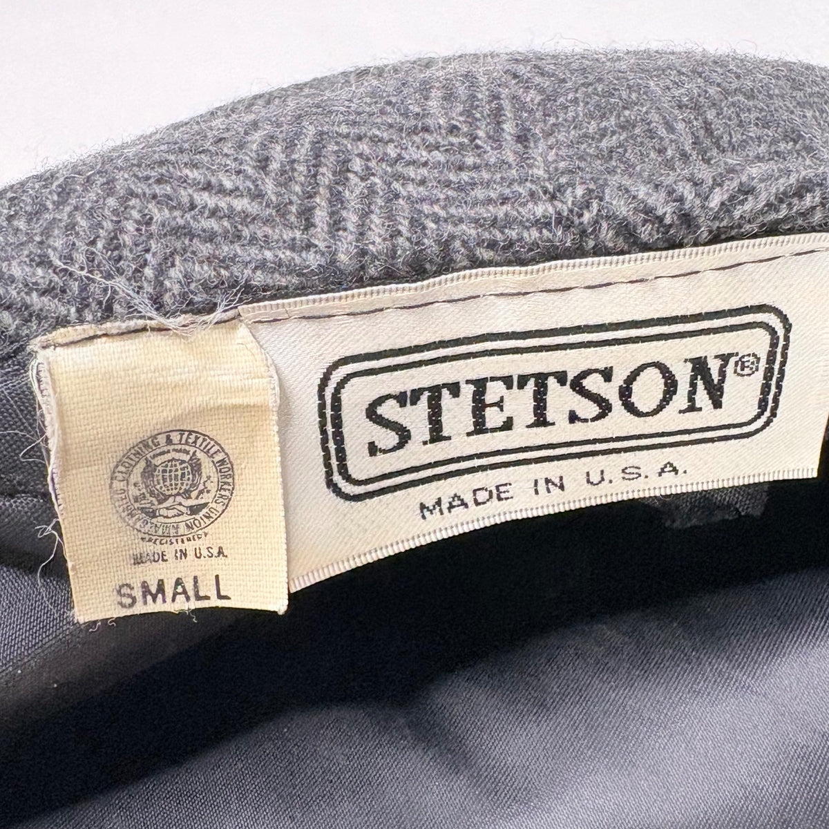 Stetson Small Gray Herringbone Wool Newsboy Cap Made in USA