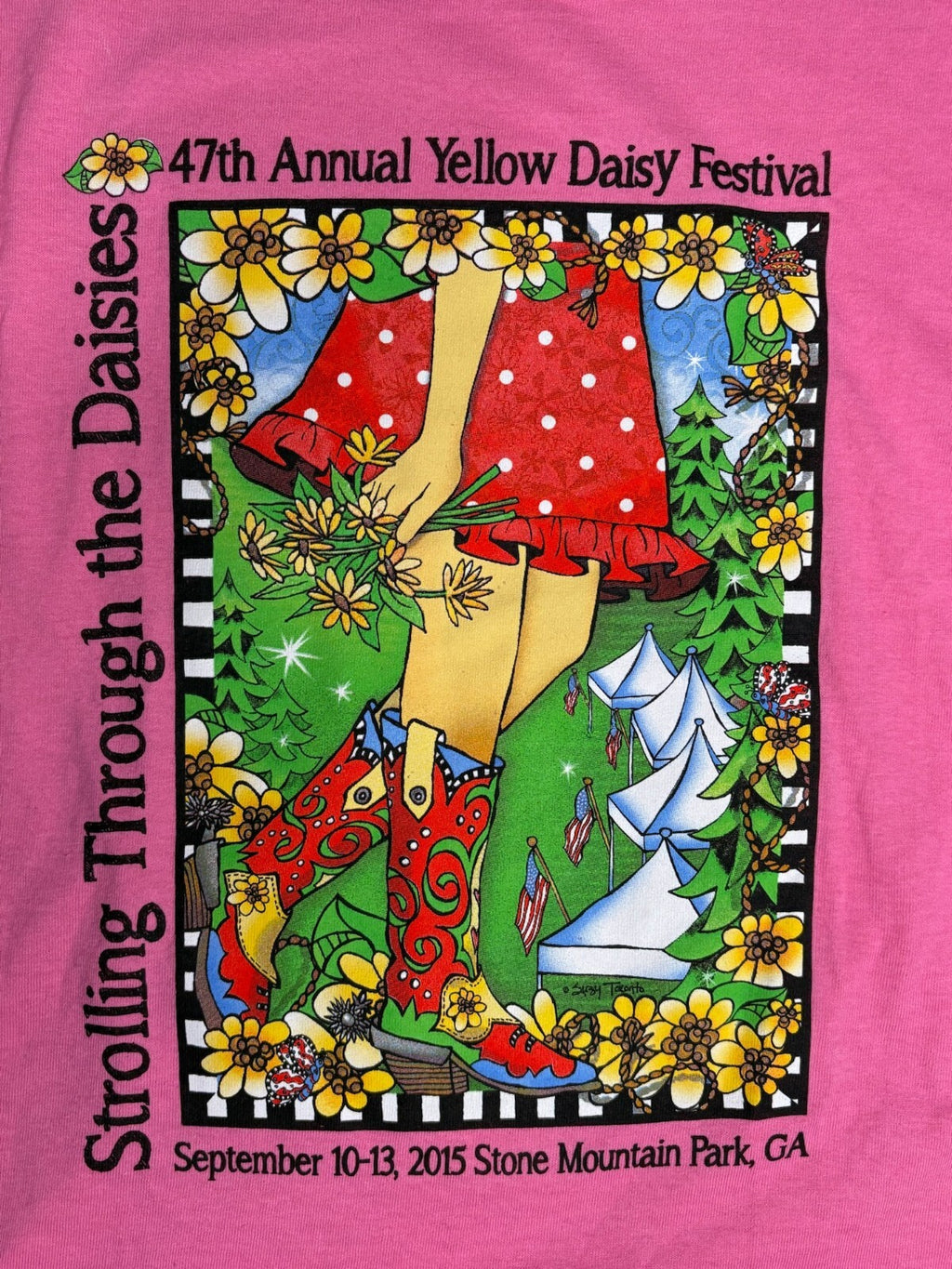 Pink Gildan Heavy Cotton T-Shirt - 47th Annual Yellow Daisy