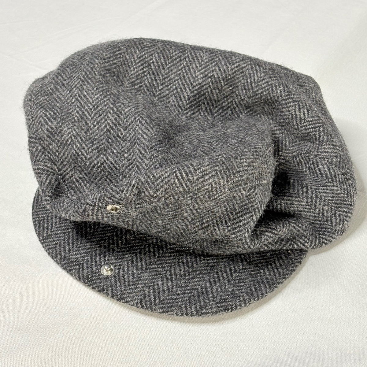 Stetson Small Gray Herringbone Wool Newsboy Cap Made in USA