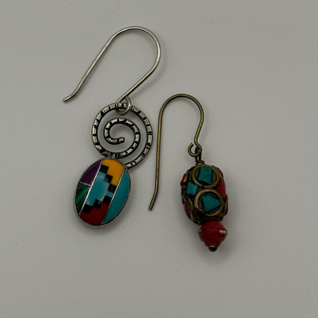 Unique Mismatched Southwestern Style Earrings