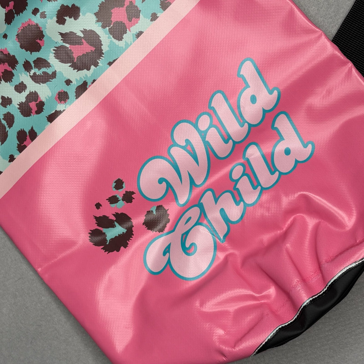 Juice Box Wild Child Pink and Turquoise Leopard Print Bag