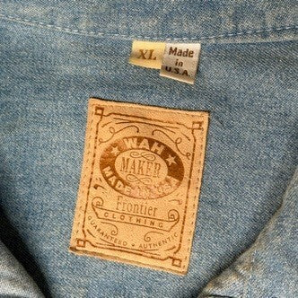 Vintage  Frontier Clothing Denim Wax Maker Shirt XL Made in