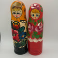 Vintage Hand-Painted Russian Matryoshka Nesting Dolls Set of 2