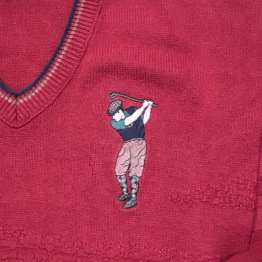Isle of Cotton Men's XL Red V-Neck Cotton Knit Pullover Swea