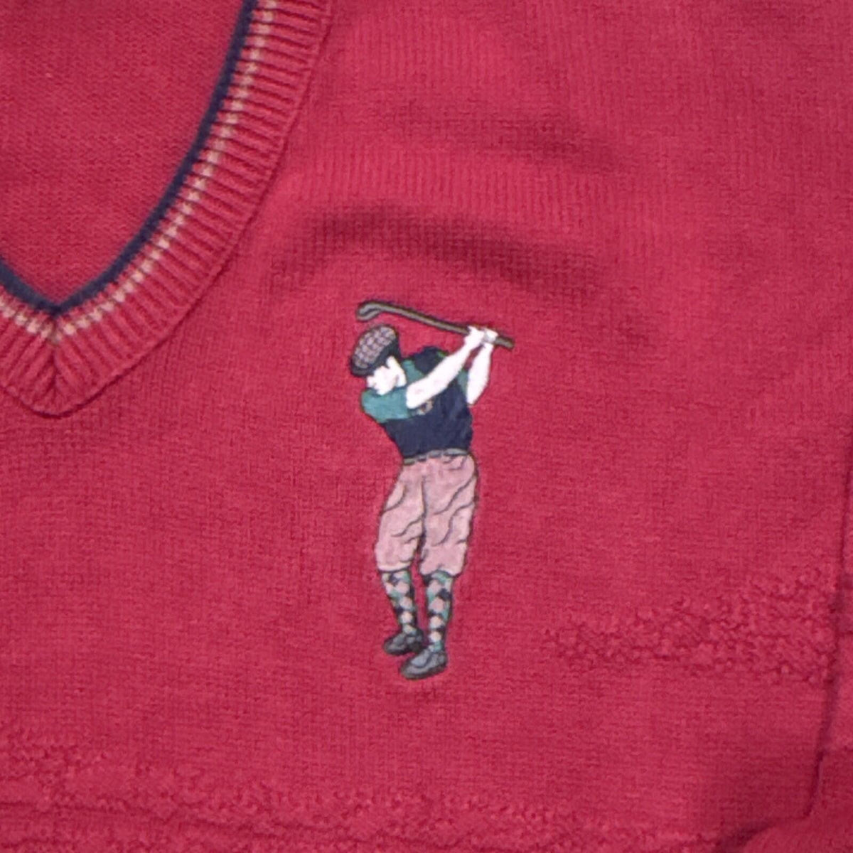 Isle of Cotton Men's XL Red V-Neck Cotton Knit Pullover Swea