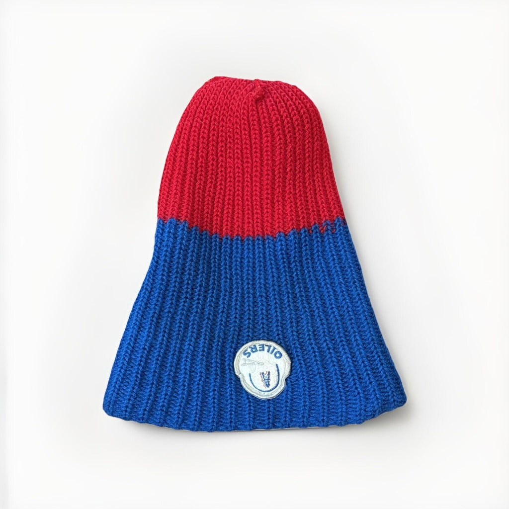 VTG Houston Oilers 1970s Knit Pom Beanie Hat Red Blue Retro