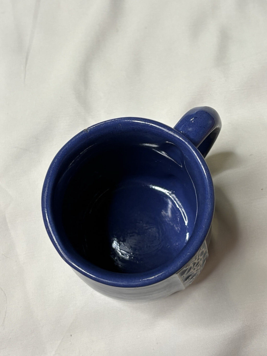 Vintage Studio Art Pottery Cobalt Blue Mug - Hand-Thrown Tribal Sgraffito Design