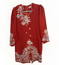 Bewa Fashion Vibrant Cherry Red Embroidered Floral Dress - M