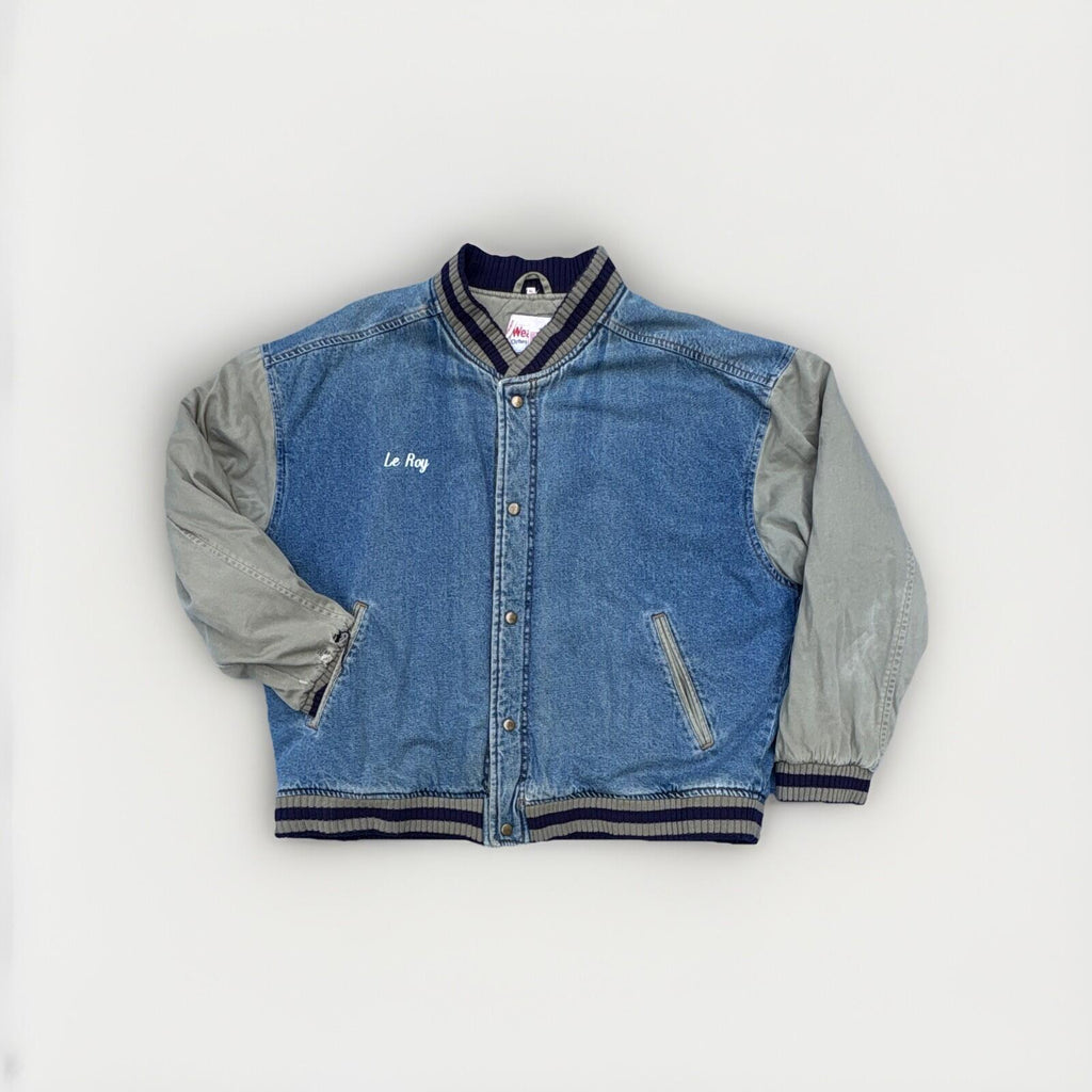 WearGuard Vintage Varsity Jacket XL Blue Gray Quilted Lined