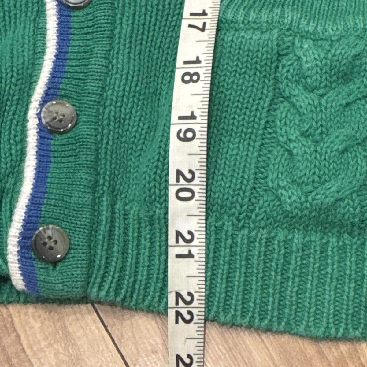 Talbots Kids Girls XL Green Cable Knit V-Neck Button Cardiga