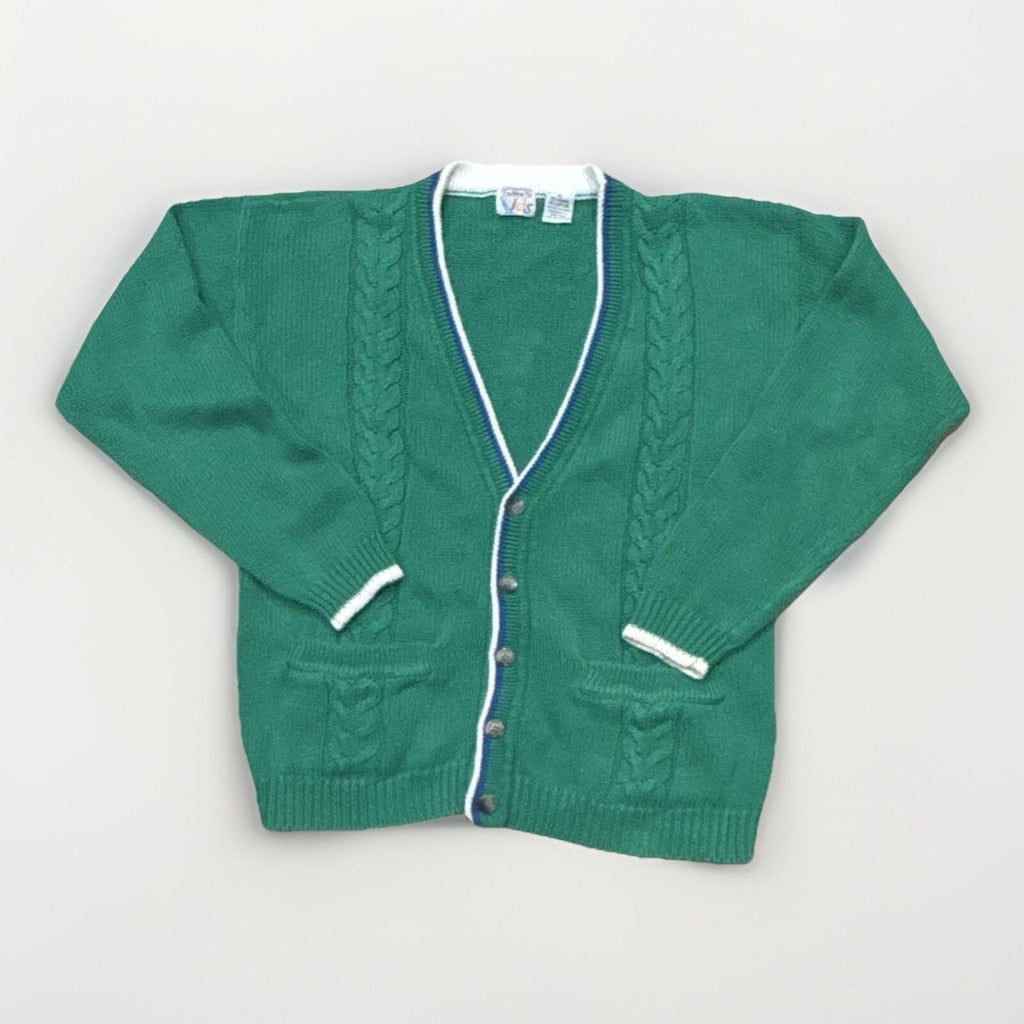 Talbots Kids Girls XL Green Cable Knit V-Neck Button Cardiga