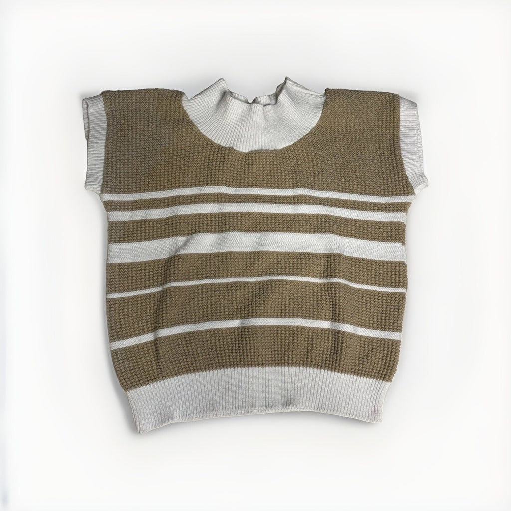 Vintage 1980s The Fox Collection Textured Knit Stripe Mock T