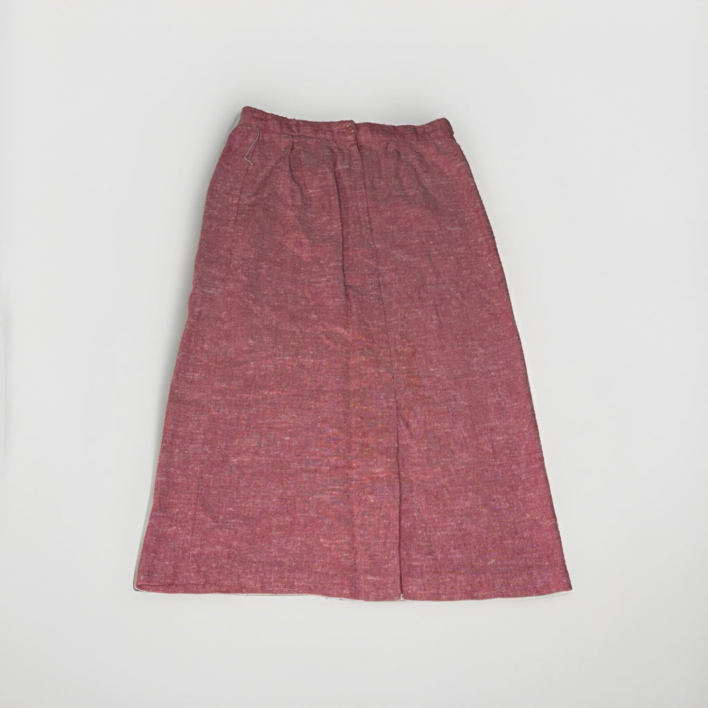 Vintage 80s/90s High-Waisted A-Line Midi Skirt in Heathered