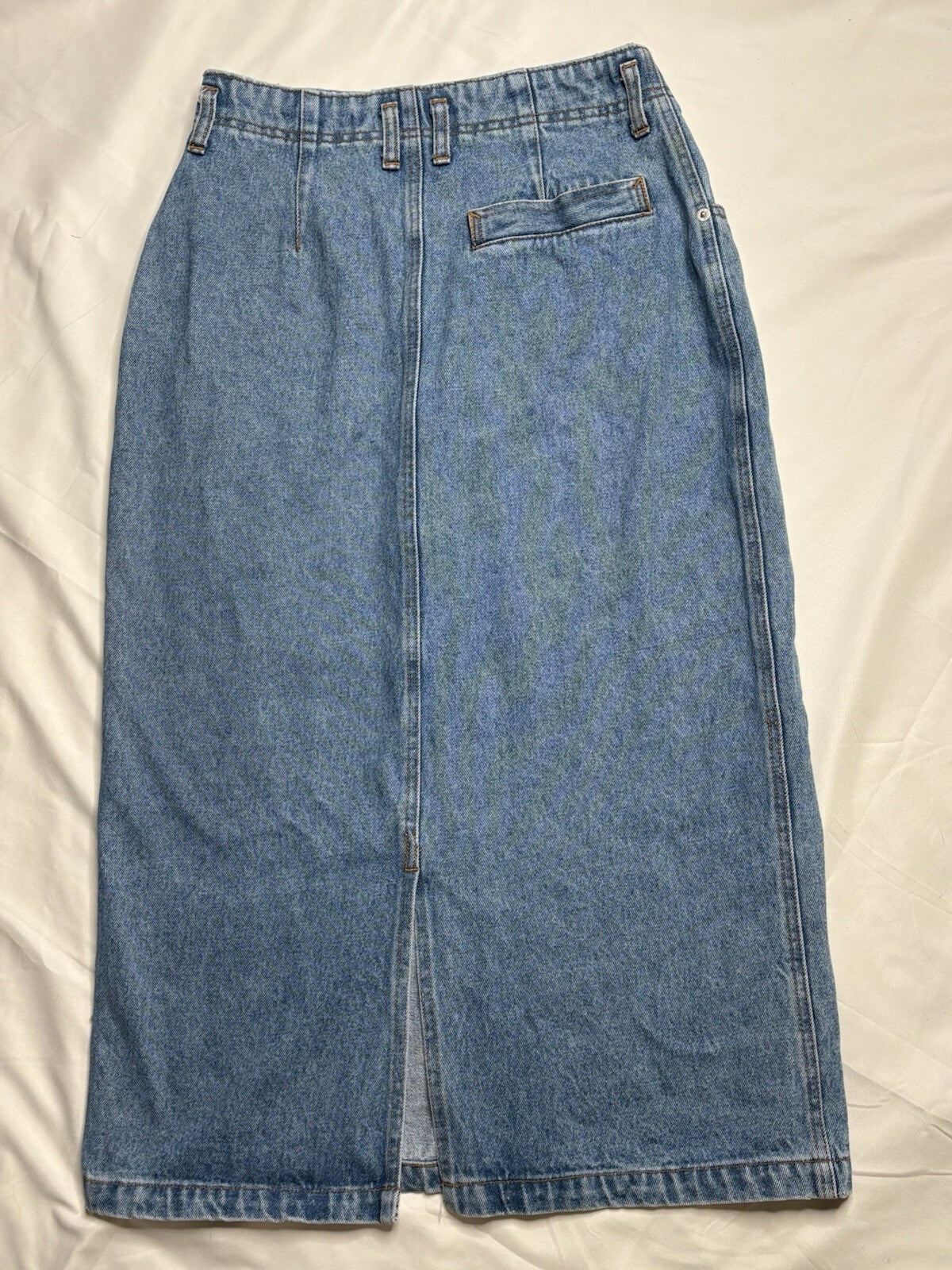 Vintage 1990s Jordache Blue Denim Midi Pencil Skirt, High-Ra