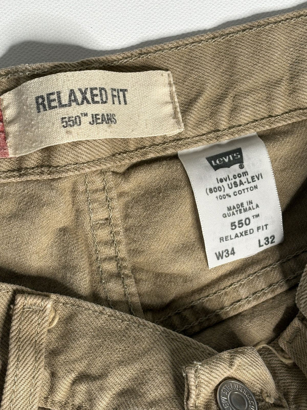 Levi's 550 Relaxed Fit Khaki Jeans 34x32 Vintage Tapered