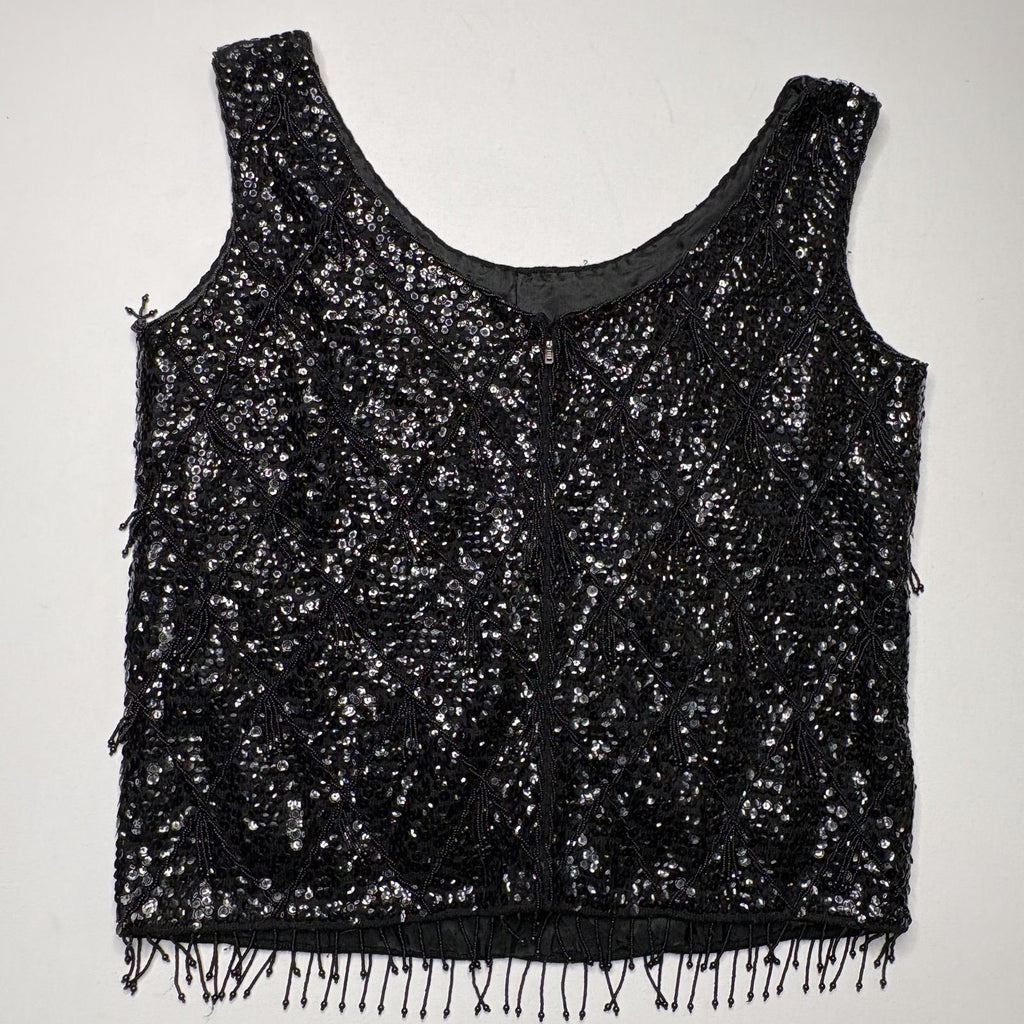 Vintage Alexander Sequined Beaded Wool Tank Top Size L