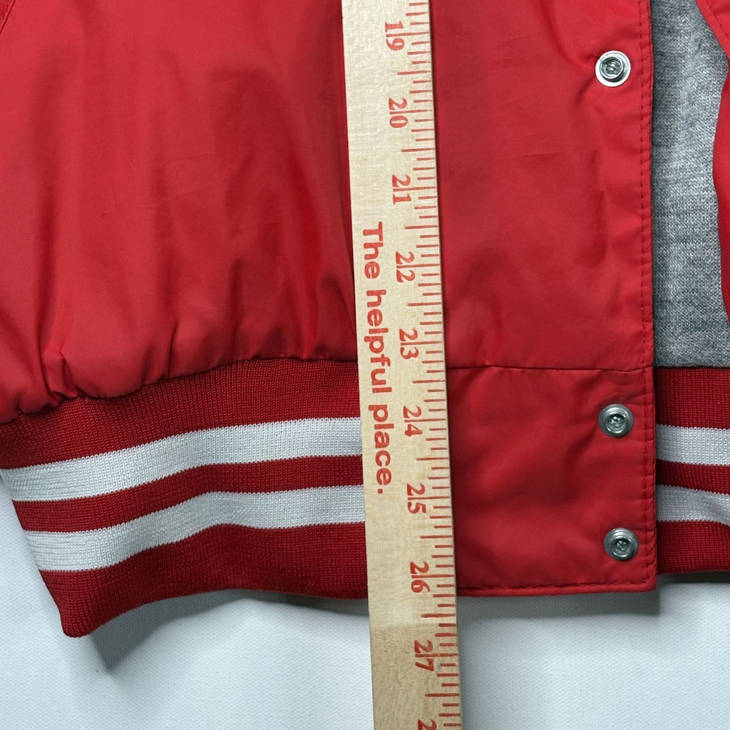 Vintage Sportsmaster Red Hooded Jacket Striped Trim