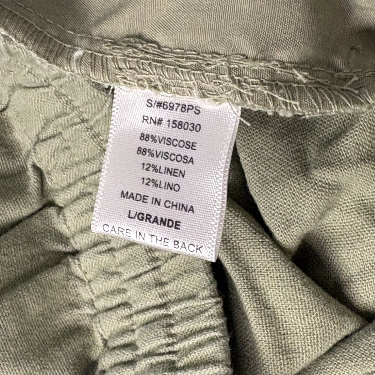 Love Tree Women's Light Olive Green Wide Leg Linen Blend