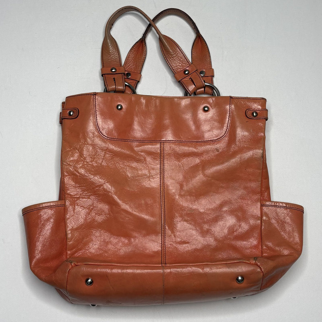 Kenneth Cole Brown Leather Tote Bag Shoulder Purse Carryall