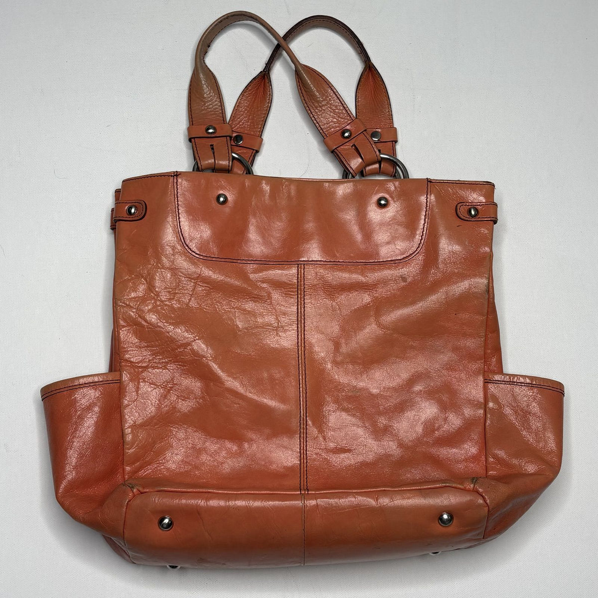 Kenneth Cole Brown Leather Tote Bag Shoulder Purse Carryall