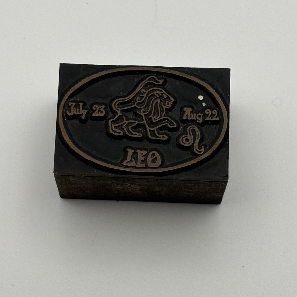 Vintage Copper Leo Zodiac Letterpress Printing Block Stamp