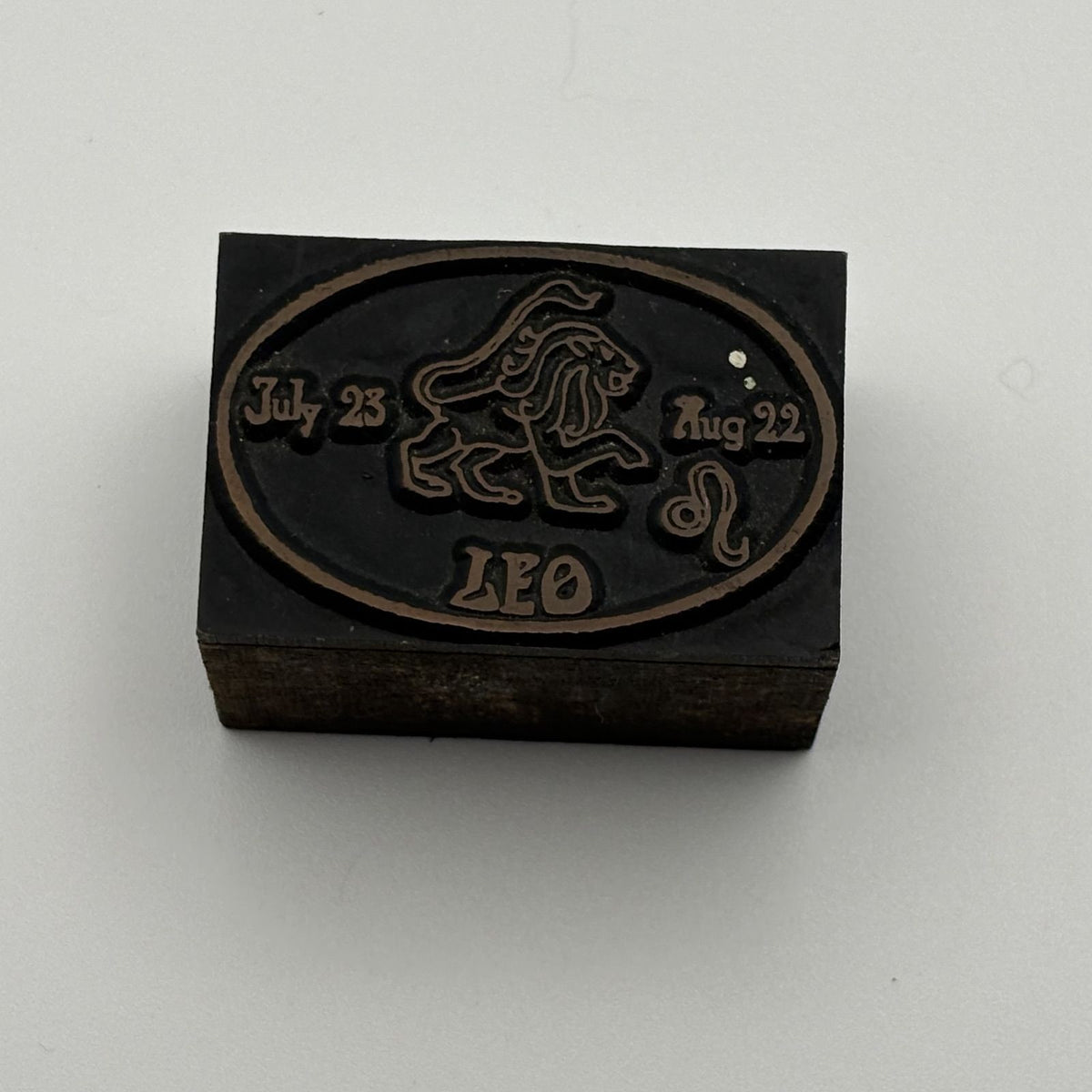 Vintage Copper Leo Zodiac Letterpress Printing Block Stamp