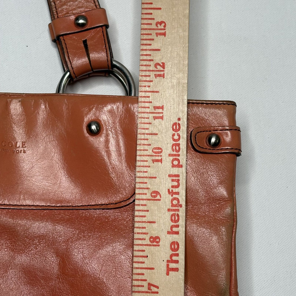 Kenneth Cole Brown Leather Tote Bag Shoulder Purse Carryall