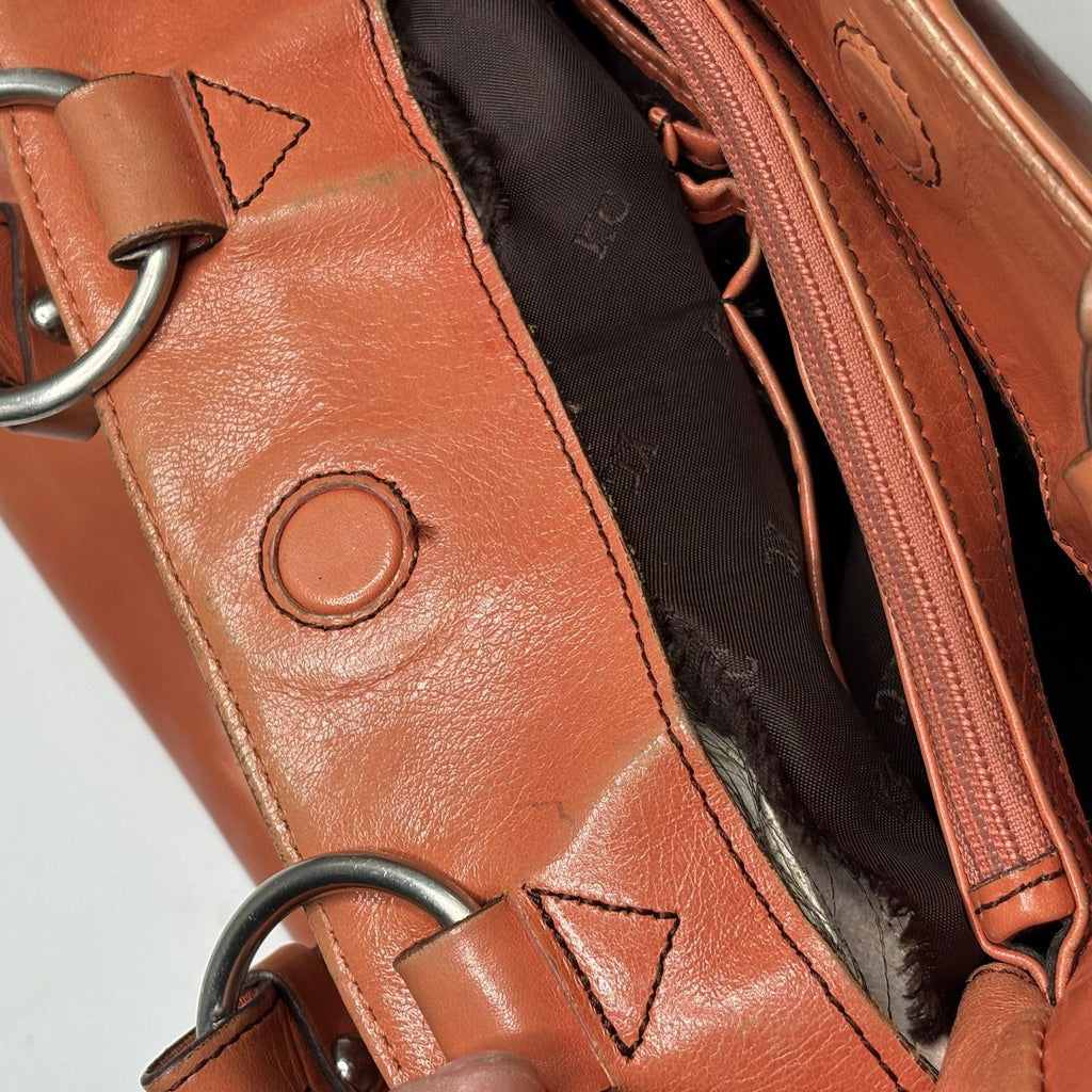 Kenneth Cole Brown Leather Tote Bag Shoulder Purse Carryall