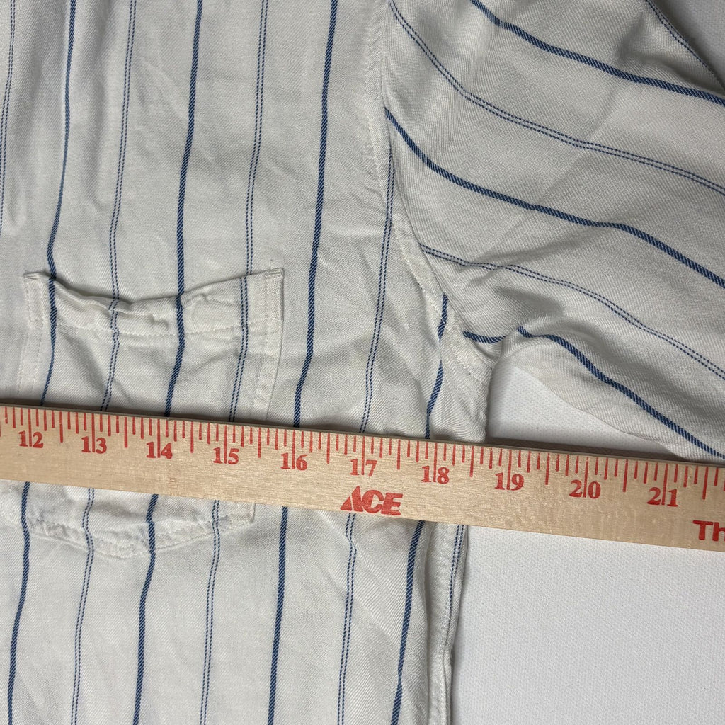 Jachs Girlfriend Women's Medium White Blue Stripe Rayon Long