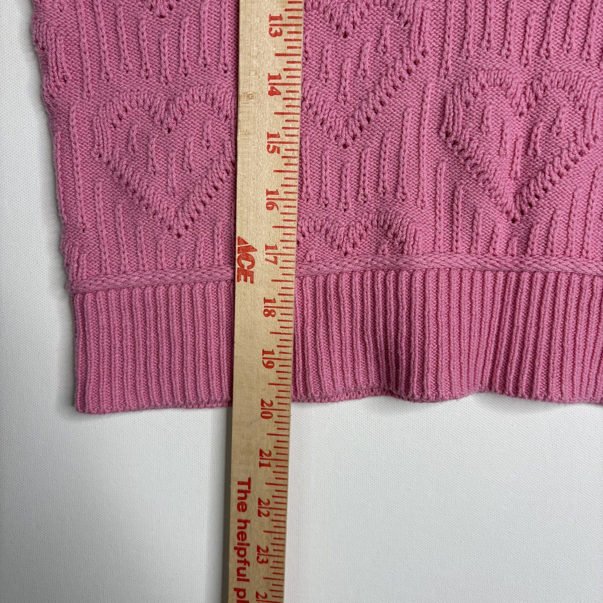 Lucky Brand Pink Heart Cable Knit Crewneck Sweater S