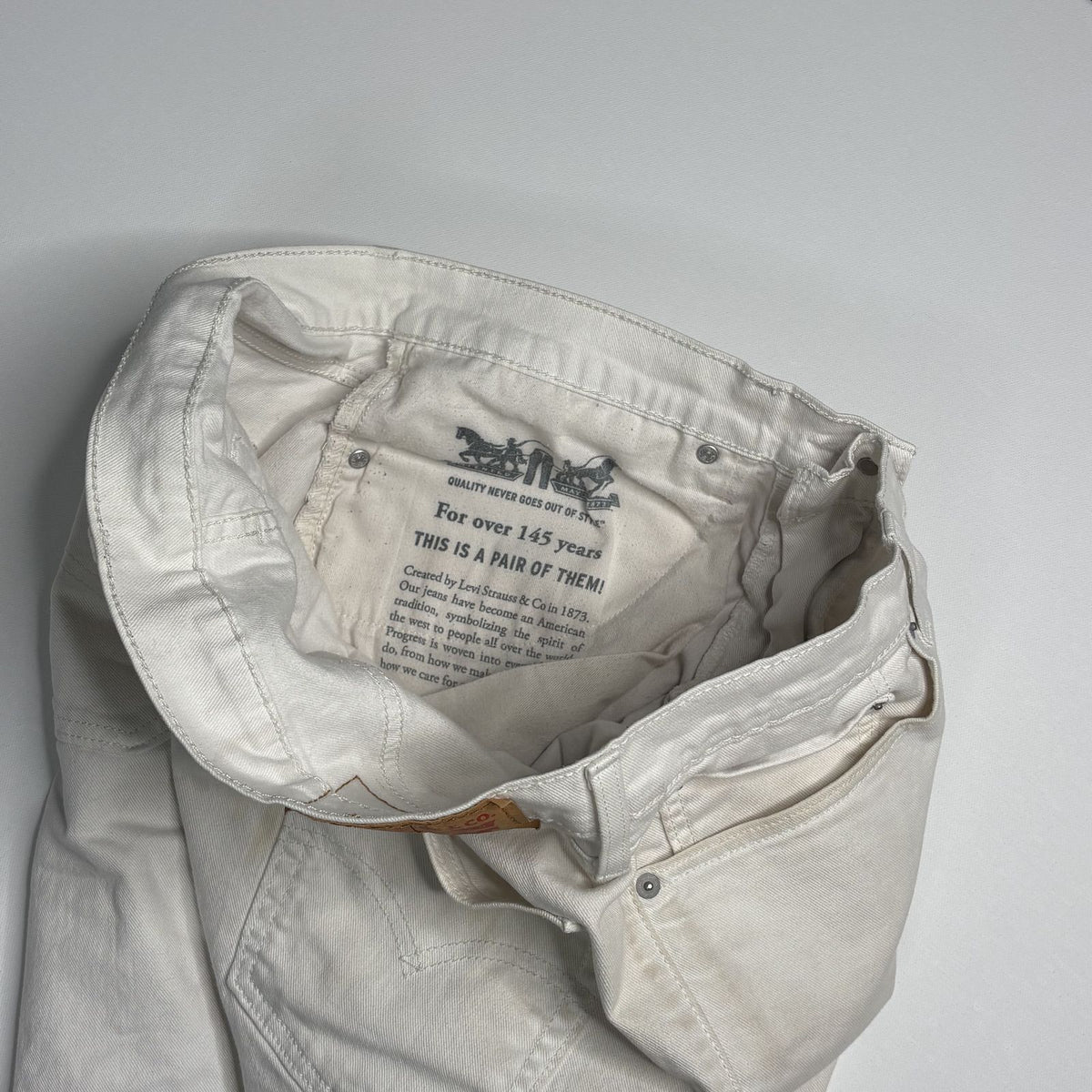 Levi's 514 White Denim Cutoff Shorts Size 34 Frayed