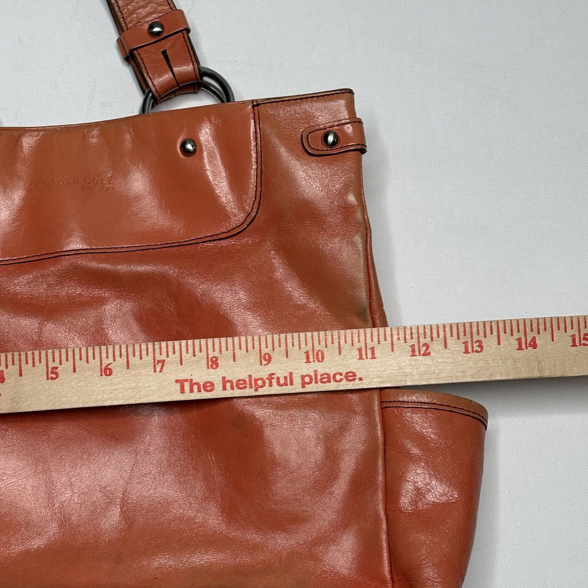 Kenneth Cole Brown Leather Tote Bag Shoulder Purse Carryall